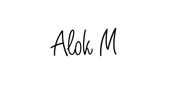 Design your own signature with our free online signature maker. With this signature software, you can create a handwritten (Angelique-Rose-font-FFP) signature for name Alok M. Alok M signature style 5 images and pictures png