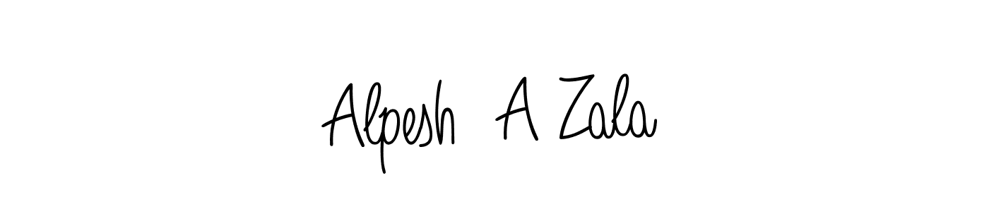 Make a beautiful signature design for name Alpesh  A Zala. With this signature (Angelique-Rose-font-FFP) style, you can create a handwritten signature for free. Alpesh  A Zala signature style 5 images and pictures png