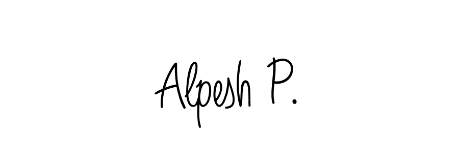 The best way (Angelique-Rose-font-FFP) to make a short signature is to pick only two or three words in your name. The name Alpesh P. include a total of six letters. For converting this name. Alpesh P. signature style 5 images and pictures png