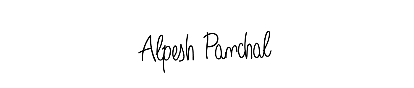 Use a signature maker to create a handwritten signature online. With this signature software, you can design (Angelique-Rose-font-FFP) your own signature for name Alpesh Panchal. Alpesh Panchal signature style 5 images and pictures png