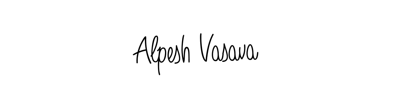 How to make Alpesh Vasava name signature. Use Angelique-Rose-font-FFP style for creating short signs online. This is the latest handwritten sign. Alpesh Vasava signature style 5 images and pictures png