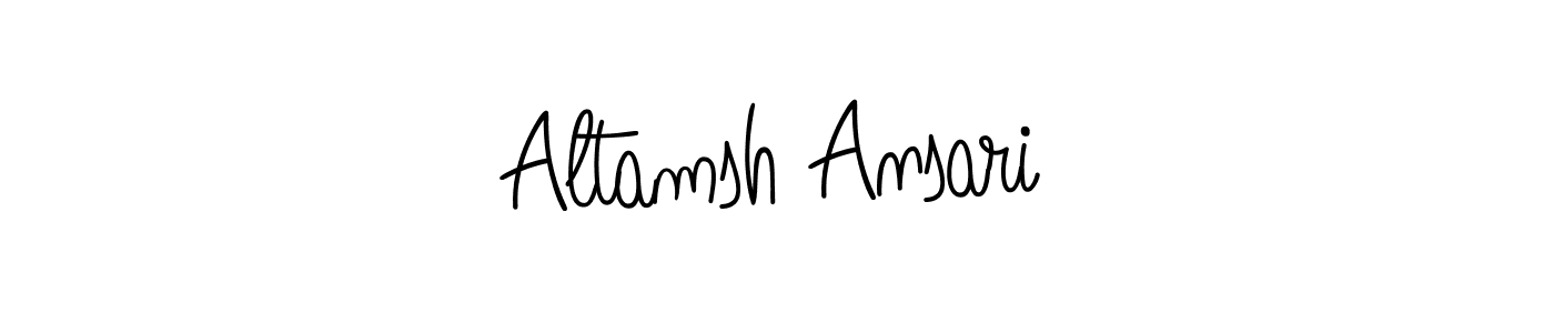 You should practise on your own different ways (Angelique-Rose-font-FFP) to write your name (Altamsh Ansari) in signature. don't let someone else do it for you. Altamsh Ansari signature style 5 images and pictures png