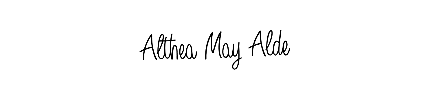 The best way (Angelique-Rose-font-FFP) to make a short signature is to pick only two or three words in your name. The name Althea May Alde include a total of six letters. For converting this name. Althea May Alde signature style 5 images and pictures png