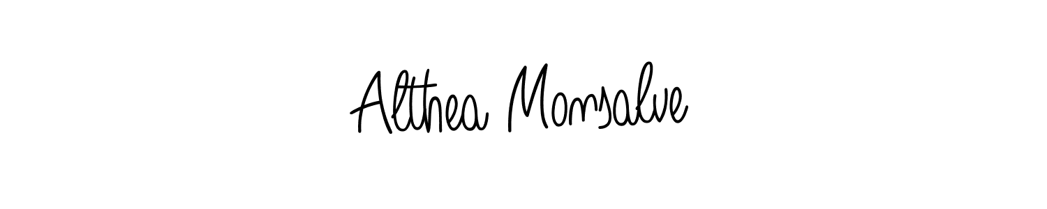 Althea Monsalve stylish signature style. Best Handwritten Sign (Angelique-Rose-font-FFP) for my name. Handwritten Signature Collection Ideas for my name Althea Monsalve. Althea Monsalve signature style 5 images and pictures png