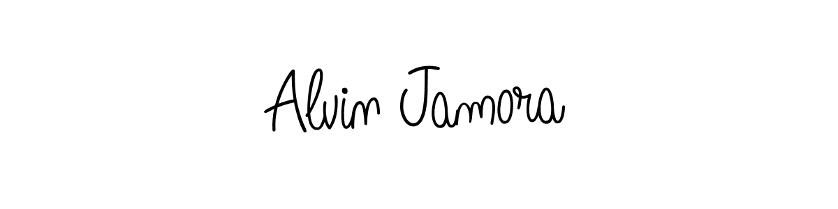 You should practise on your own different ways (Angelique-Rose-font-FFP) to write your name (Alvin Jamora) in signature. don't let someone else do it for you. Alvin Jamora signature style 5 images and pictures png