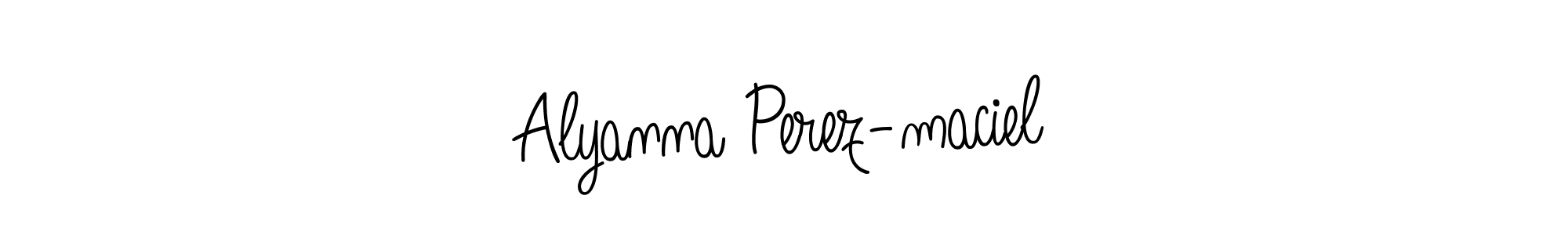 Use a signature maker to create a handwritten signature online. With this signature software, you can design (Angelique-Rose-font-FFP) your own signature for name Alyanna Perez-maciel. Alyanna Perez-maciel signature style 5 images and pictures png