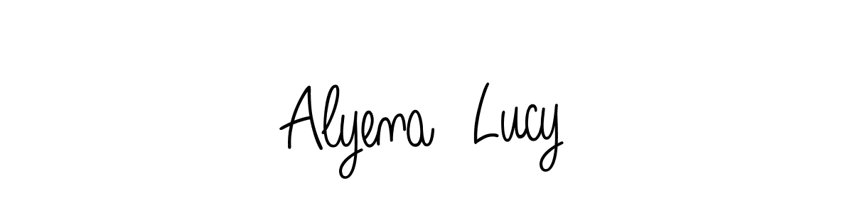 The best way (Angelique-Rose-font-FFP) to make a short signature is to pick only two or three words in your name. The name Alyena  Lucy include a total of six letters. For converting this name. Alyena  Lucy signature style 5 images and pictures png