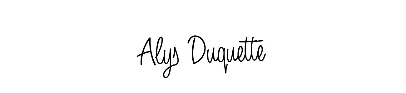 The best way (Angelique-Rose-font-FFP) to make a short signature is to pick only two or three words in your name. The name Alys Duquette include a total of six letters. For converting this name. Alys Duquette signature style 5 images and pictures png