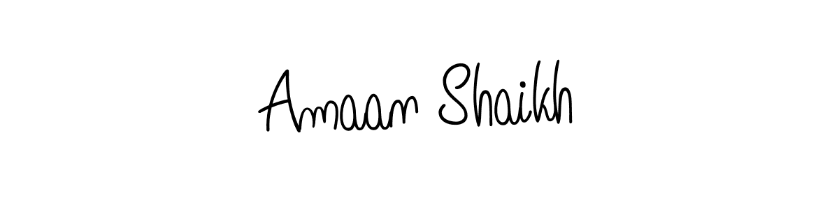 The best way (Angelique-Rose-font-FFP) to make a short signature is to pick only two or three words in your name. The name Amaan Shaikh include a total of six letters. For converting this name. Amaan Shaikh signature style 5 images and pictures png