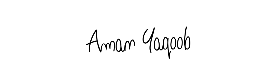 Make a beautiful signature design for name Aman Yaqoob. With this signature (Angelique-Rose-font-FFP) style, you can create a handwritten signature for free. Aman Yaqoob signature style 5 images and pictures png