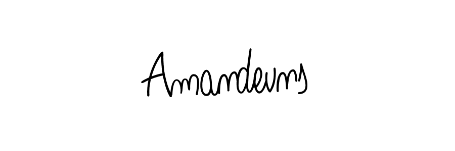 Make a beautiful signature design for name Amandevns. With this signature (Angelique-Rose-font-FFP) style, you can create a handwritten signature for free. Amandevns signature style 5 images and pictures png