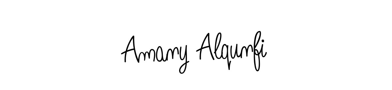 Use a signature maker to create a handwritten signature online. With this signature software, you can design (Angelique-Rose-font-FFP) your own signature for name Amany Alqunfi. Amany Alqunfi signature style 5 images and pictures png
