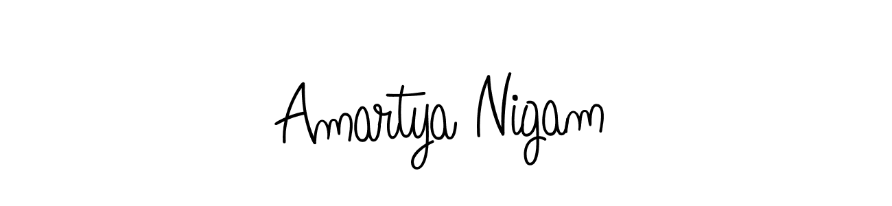 You should practise on your own different ways (Angelique-Rose-font-FFP) to write your name (Amartya Nigam) in signature. don't let someone else do it for you. Amartya Nigam signature style 5 images and pictures png