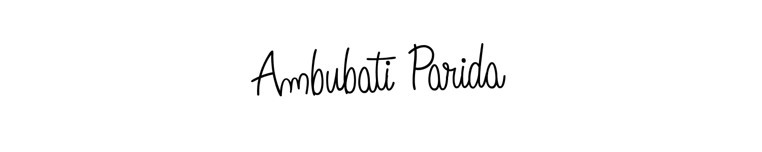 Create a beautiful signature design for name Ambubati Parida. With this signature (Angelique-Rose-font-FFP) fonts, you can make a handwritten signature for free. Ambubati Parida signature style 5 images and pictures png