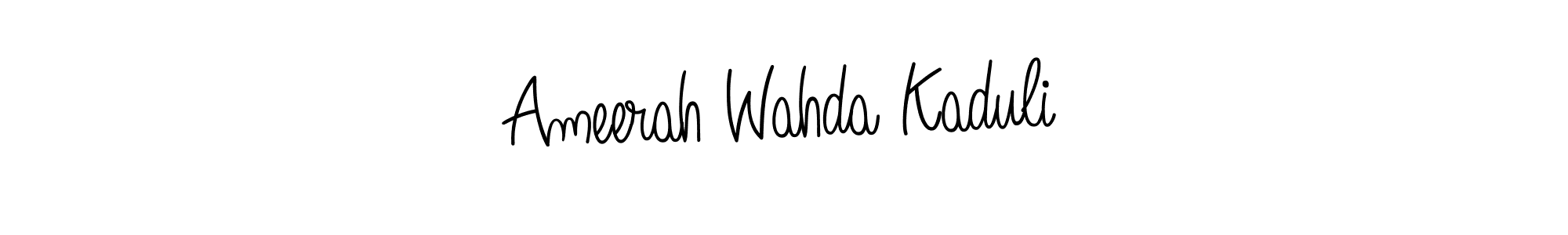 You should practise on your own different ways (Angelique-Rose-font-FFP) to write your name (Ameerah Wahda Kaduli) in signature. don't let someone else do it for you. Ameerah Wahda Kaduli signature style 5 images and pictures png
