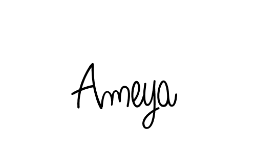 Use a signature maker to create a handwritten signature online. With this signature software, you can design (Angelique-Rose-font-FFP) your own signature for name Ameya. Ameya signature style 5 images and pictures png