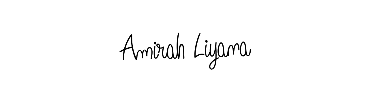 How to make Amirah Liyana name signature. Use Angelique-Rose-font-FFP style for creating short signs online. This is the latest handwritten sign. Amirah Liyana signature style 5 images and pictures png