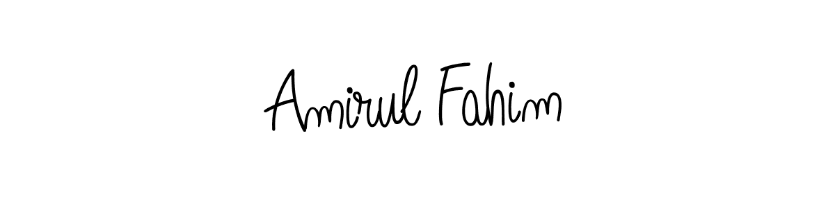 Use a signature maker to create a handwritten signature online. With this signature software, you can design (Angelique-Rose-font-FFP) your own signature for name Amirul Fahim. Amirul Fahim signature style 5 images and pictures png