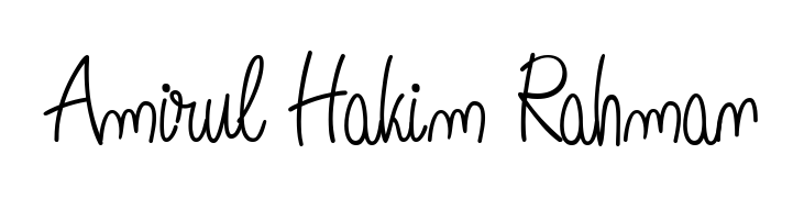 Discover how Amirul Hakim Rahman looks in an executive cursive font (Angelique-Rose-font-FFP). Perfect for legal documents, invoices, and certificates. Amirul Hakim Rahman signature style 5 images and pictures png