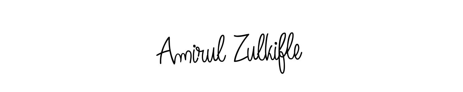 Make a beautiful signature design for name Amirul Zulkifle. With this signature (Angelique-Rose-font-FFP) style, you can create a handwritten signature for free. Amirul Zulkifle signature style 5 images and pictures png