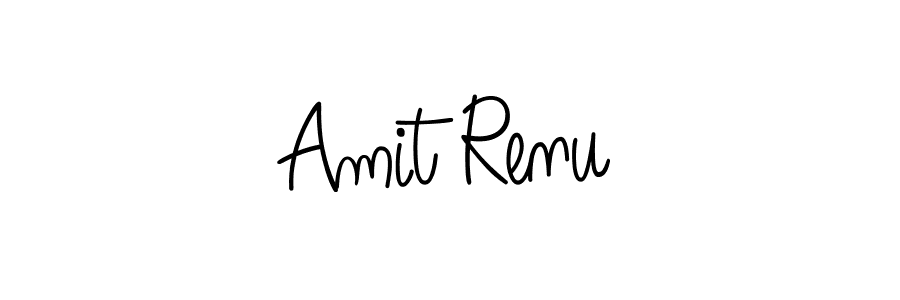 How to make Amit Renu name signature. Use Angelique-Rose-font-FFP style for creating short signs online. This is the latest handwritten sign. Amit Renu signature style 5 images and pictures png