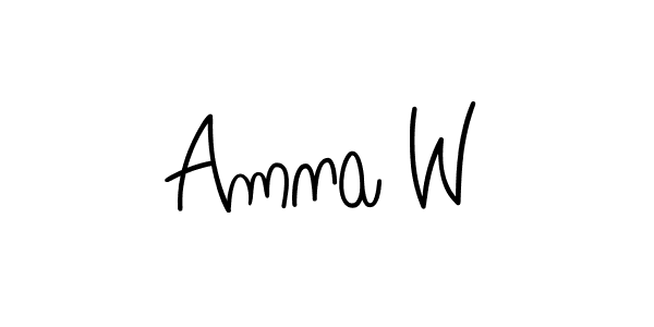 How to make Amna W name signature. Use Angelique-Rose-font-FFP style for creating short signs online. This is the latest handwritten sign. Amna W signature style 5 images and pictures png