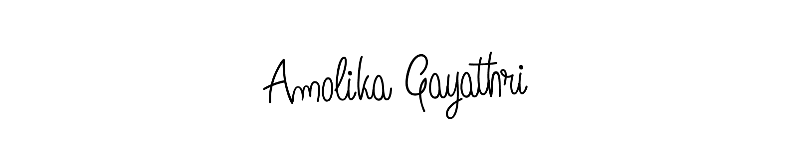 Use a signature maker to create a handwritten signature online. With this signature software, you can design (Angelique-Rose-font-FFP) your own signature for name Amolika Gayathri. Amolika Gayathri signature style 5 images and pictures png