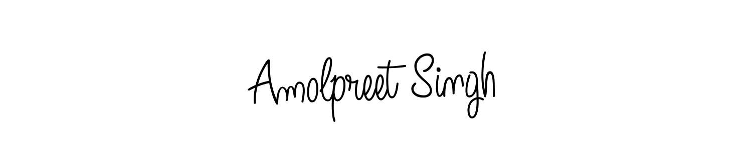 You should practise on your own different ways (Angelique-Rose-font-FFP) to write your name (Amolpreet Singh) in signature. don't let someone else do it for you. Amolpreet Singh signature style 5 images and pictures png