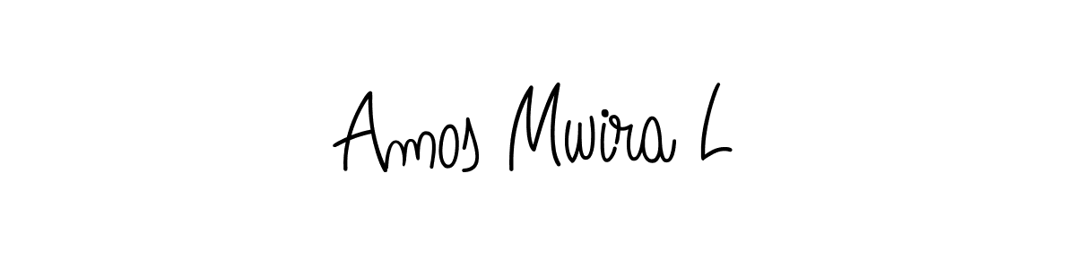 How to make Amos Mwira L name signature. Use Angelique-Rose-font-FFP style for creating short signs online. This is the latest handwritten sign. Amos Mwira L signature style 5 images and pictures png