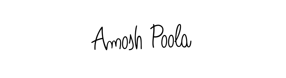 Make a beautiful signature design for name Amosh Poola. With this signature (Angelique-Rose-font-FFP) style, you can create a handwritten signature for free. Amosh Poola signature style 5 images and pictures png