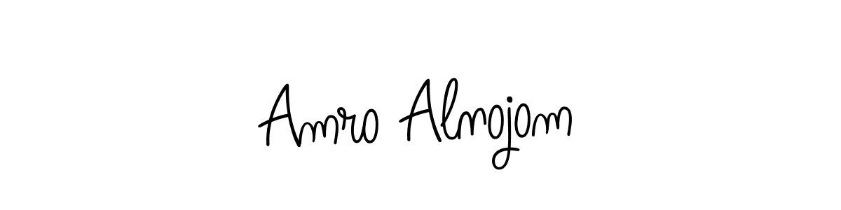 Use a signature maker to create a handwritten signature online. With this signature software, you can design (Angelique-Rose-font-FFP) your own signature for name Amro Alnojom. Amro Alnojom signature style 5 images and pictures png