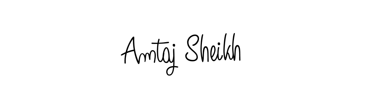 The best way (Angelique-Rose-font-FFP) to make a short signature is to pick only two or three words in your name. The name Amtaj Sheikh include a total of six letters. For converting this name. Amtaj Sheikh signature style 5 images and pictures png