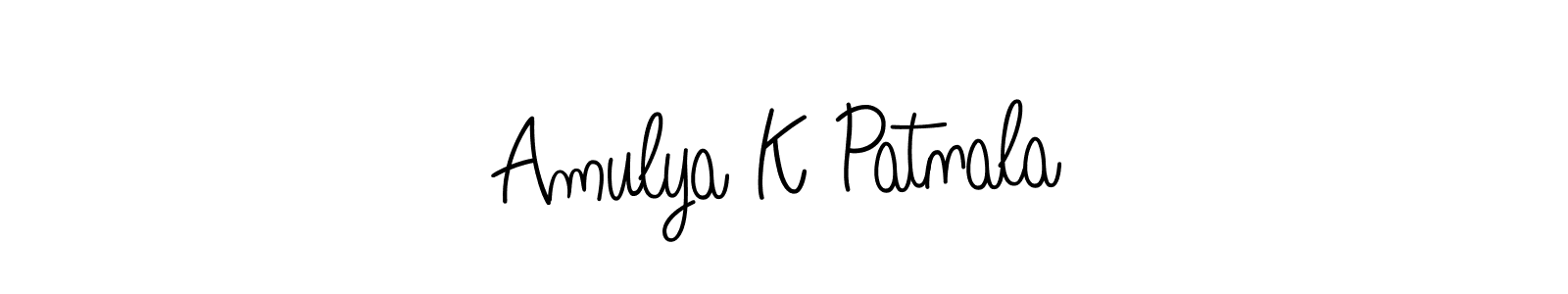 Design your own signature with our free online signature maker. With this signature software, you can create a handwritten (Angelique-Rose-font-FFP) signature for name Amulya K Patnala. Amulya K Patnala signature style 5 images and pictures png