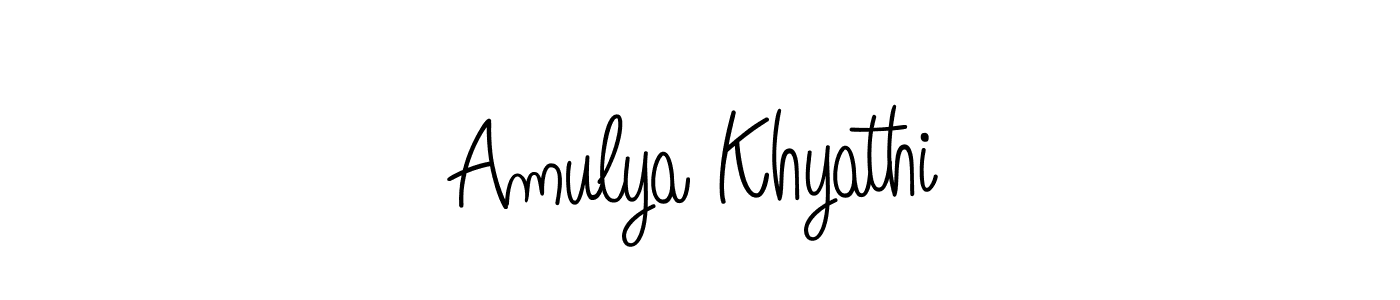 if you are searching for the best signature style for your name Amulya Khyathi. so please give up your signature search. here we have designed multiple signature styles  using Angelique-Rose-font-FFP. Amulya Khyathi signature style 5 images and pictures png