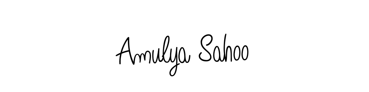 Use a signature maker to create a handwritten signature online. With this signature software, you can design (Angelique-Rose-font-FFP) your own signature for name Amulya Sahoo. Amulya Sahoo signature style 5 images and pictures png