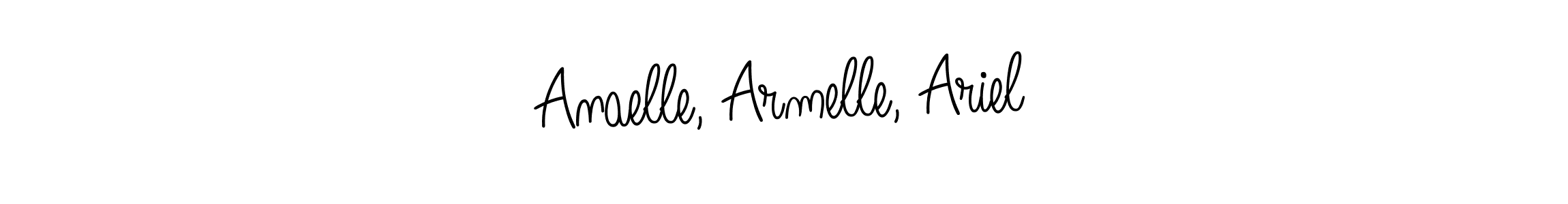 How to make Anaelle, Armelle, Ariel name signature. Use Angelique-Rose-font-FFP style for creating short signs online. This is the latest handwritten sign. Anaelle, Armelle, Ariel signature style 5 images and pictures png