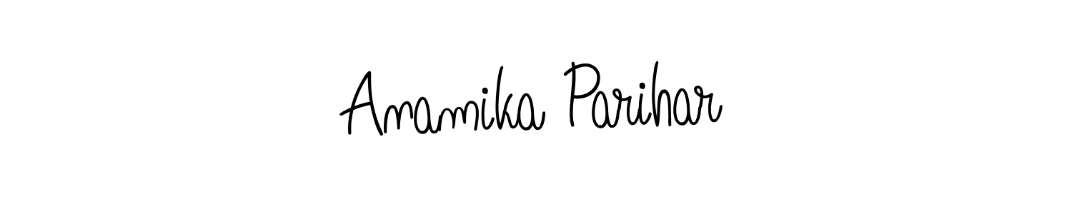 The best way (Angelique-Rose-font-FFP) to make a short signature is to pick only two or three words in your name. The name Anamika Parihar include a total of six letters. For converting this name. Anamika Parihar signature style 5 images and pictures png