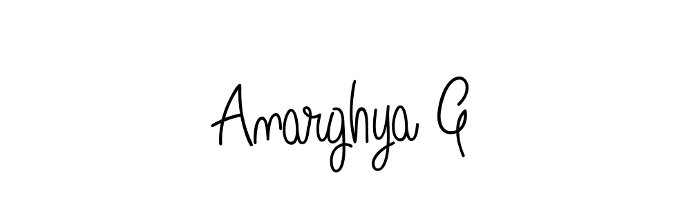 You should practise on your own different ways (Angelique-Rose-font-FFP) to write your name (Anarghya G) in signature. don't let someone else do it for you. Anarghya G signature style 5 images and pictures png