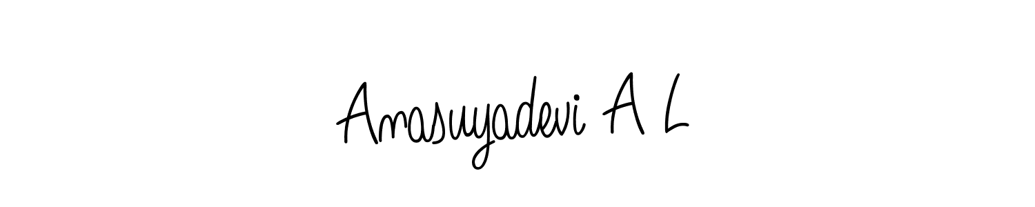 How to make Anasuyadevi A L name signature. Use Angelique-Rose-font-FFP style for creating short signs online. This is the latest handwritten sign. Anasuyadevi A L signature style 5 images and pictures png