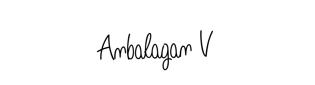 Make a beautiful signature design for name Anbalagan V. With this signature (Angelique-Rose-font-FFP) style, you can create a handwritten signature for free. Anbalagan V signature style 5 images and pictures png
