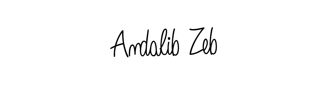How to make Andalib Zeb name signature. Use Angelique-Rose-font-FFP style for creating short signs online. This is the latest handwritten sign. Andalib Zeb signature style 5 images and pictures png