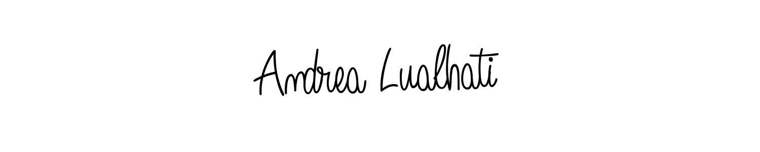 Also You can easily find your signature by using the search form. We will create Andrea Lualhati name handwritten signature images for you free of cost using Angelique-Rose-font-FFP sign style. Andrea Lualhati signature style 5 images and pictures png