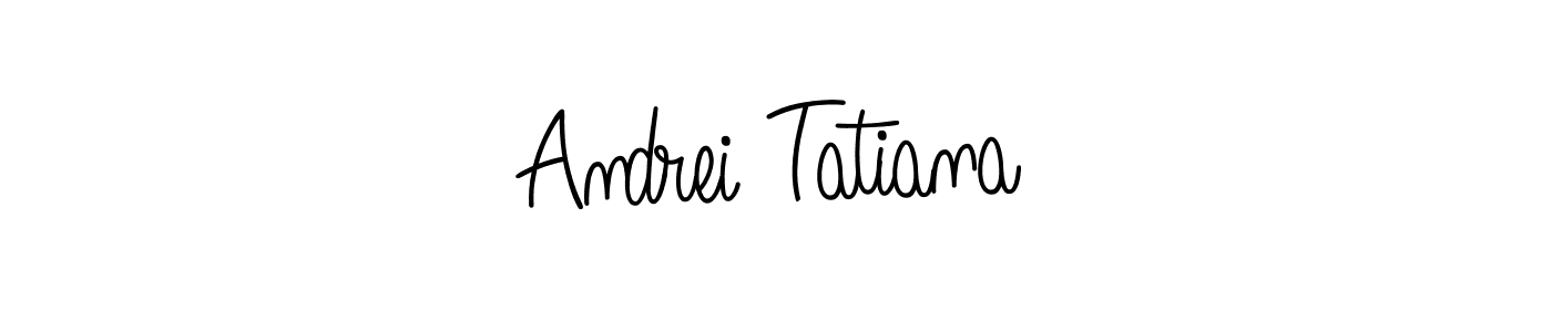 The best way (Angelique-Rose-font-FFP) to make a short signature is to pick only two or three words in your name. The name Andrei Tatiana include a total of six letters. For converting this name. Andrei Tatiana signature style 5 images and pictures png