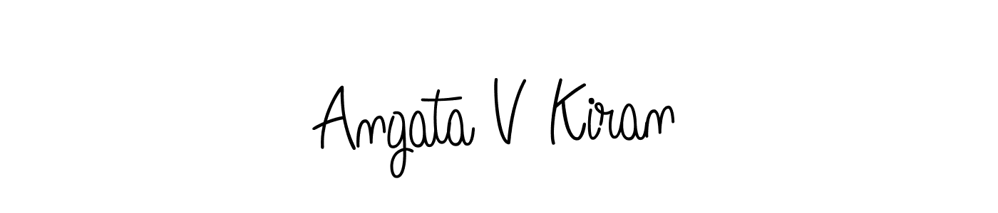 Use a signature maker to create a handwritten signature online. With this signature software, you can design (Angelique-Rose-font-FFP) your own signature for name Angata V Kiran. Angata V Kiran signature style 5 images and pictures png