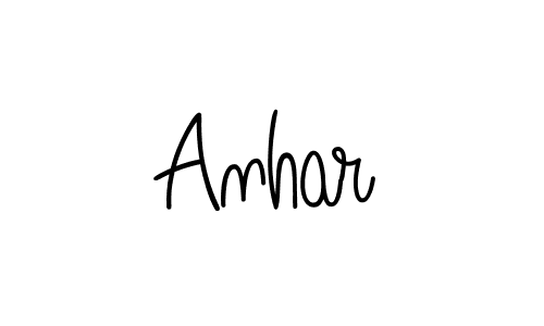 Make a beautiful signature design for name Anhar. With this signature (Angelique-Rose-font-FFP) style, you can create a handwritten signature for free. Anhar signature style 5 images and pictures png