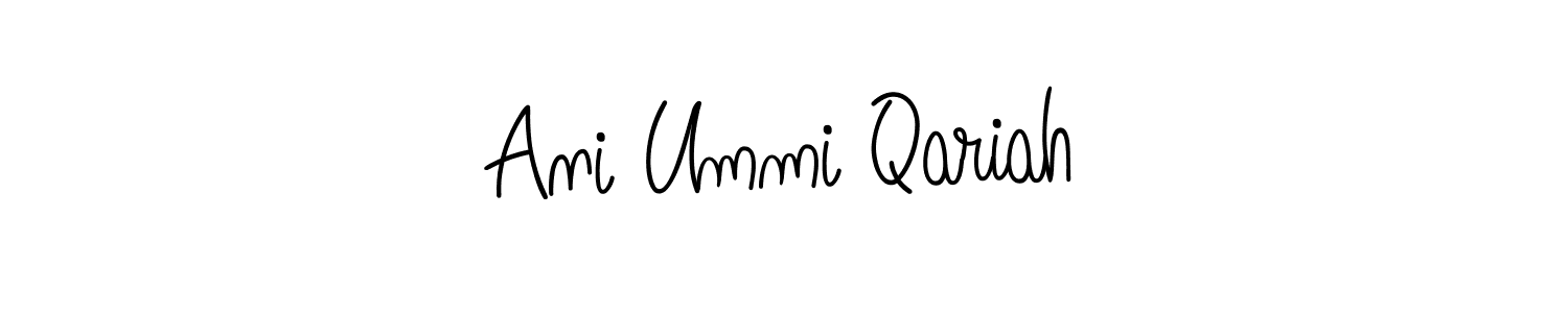 Make a beautiful signature design for name Ani Ummi Qariah. With this signature (Angelique-Rose-font-FFP) style, you can create a handwritten signature for free. Ani Ummi Qariah signature style 5 images and pictures png