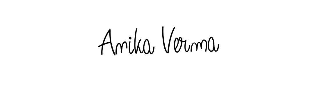 The best way (Angelique-Rose-font-FFP) to make a short signature is to pick only two or three words in your name. The name Anika Verma include a total of six letters. For converting this name. Anika Verma signature style 5 images and pictures png