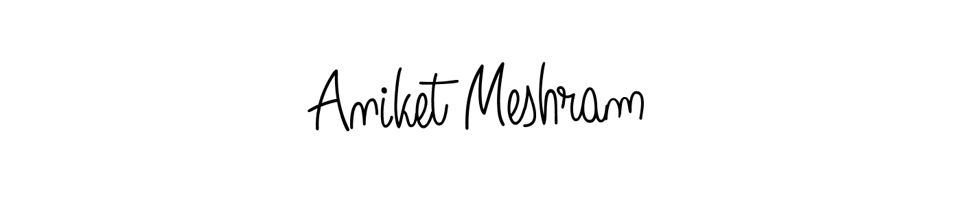 You should practise on your own different ways (Angelique-Rose-font-FFP) to write your name (Aniket Meshram) in signature. don't let someone else do it for you. Aniket Meshram signature style 5 images and pictures png