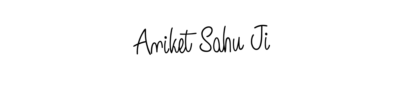 The best way (Angelique-Rose-font-FFP) to make a short signature is to pick only two or three words in your name. The name Aniket Sahu Ji include a total of six letters. For converting this name. Aniket Sahu Ji signature style 5 images and pictures png