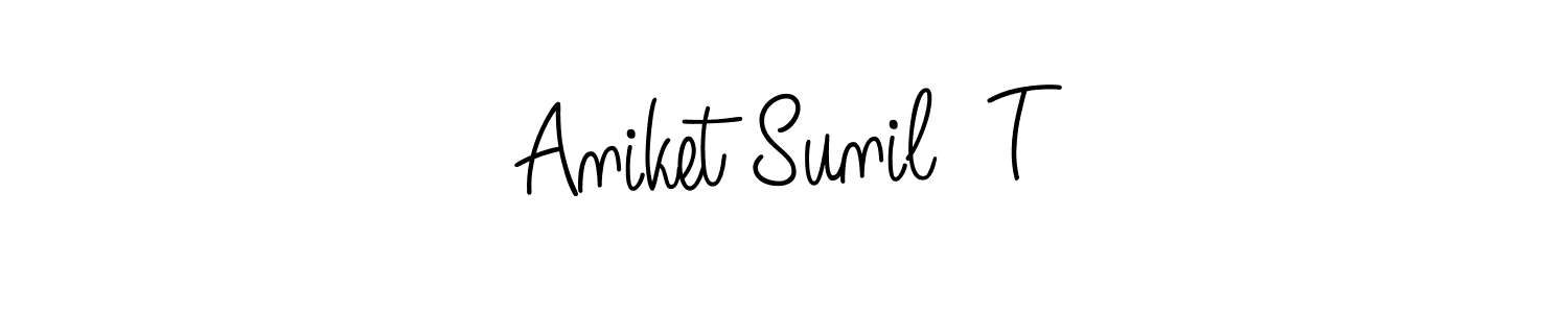 Aniket Sunil  T stylish signature style. Best Handwritten Sign (Angelique-Rose-font-FFP) for my name. Handwritten Signature Collection Ideas for my name Aniket Sunil  T. Aniket Sunil  T signature style 5 images and pictures png